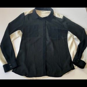 Halogen Color Block Semi-sheer Blouse